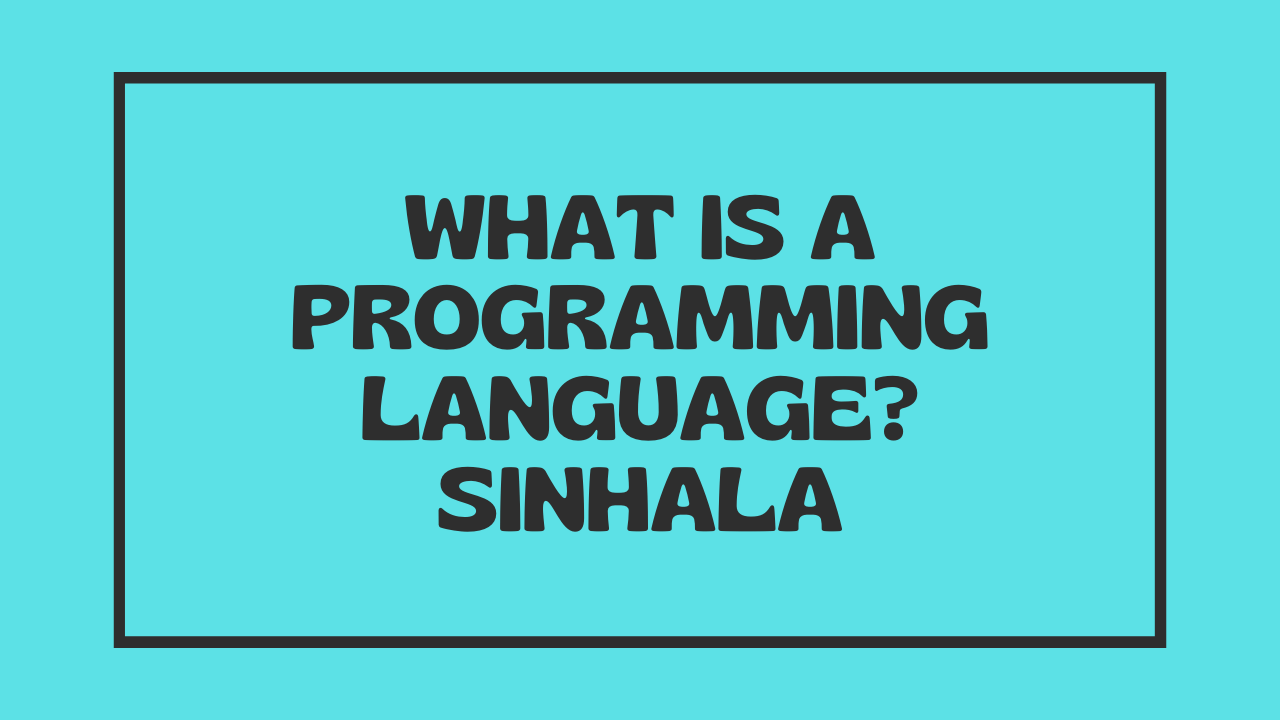 What is a Programming Language? Sinhala