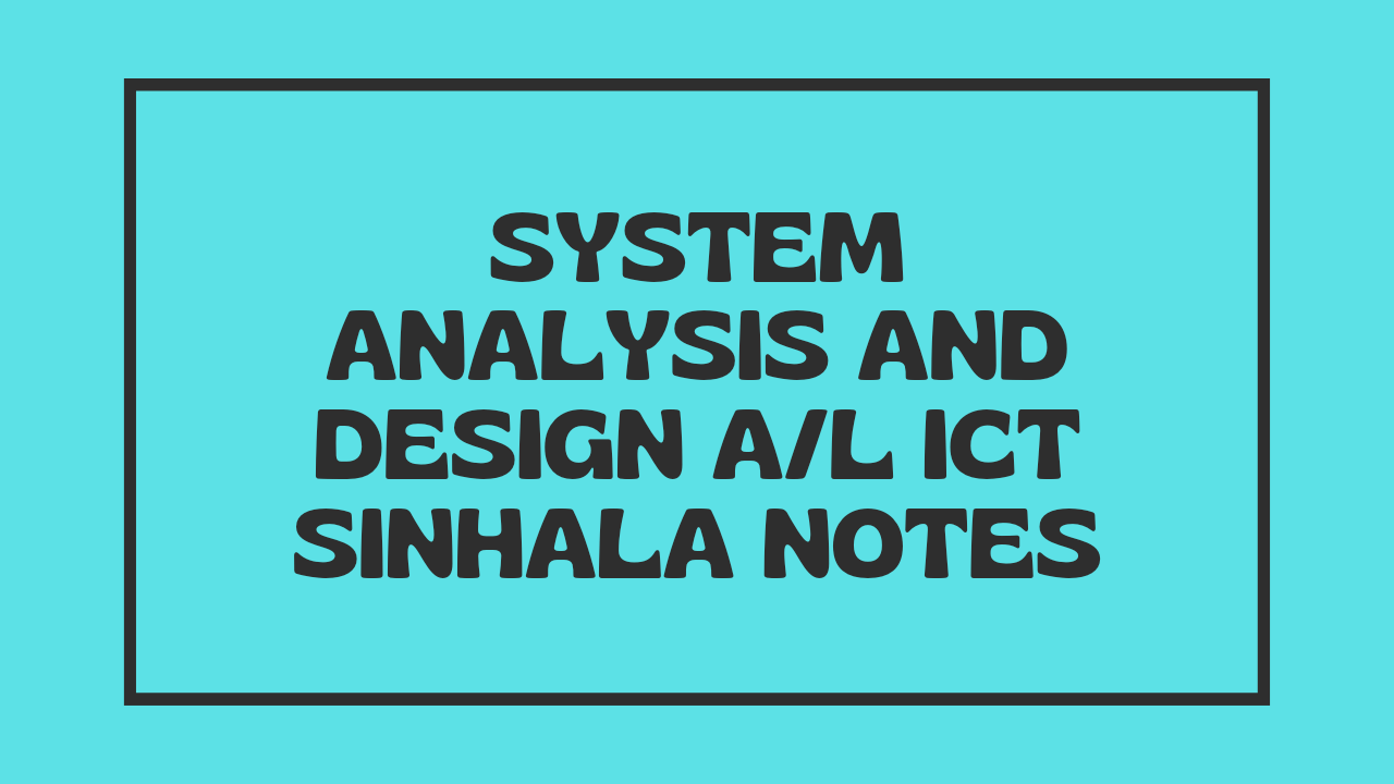 System analysis and Design A/L ICT Sinhala Notes