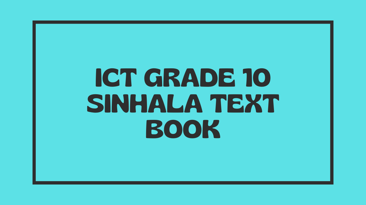 Ict Grade 10 Sinhala Text Book 